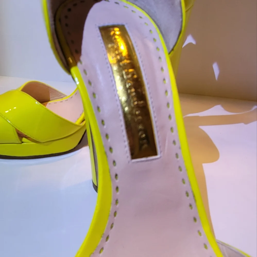 RUPERT SANDERSON Meadow Patent Heel in Citrus Color. - Picture 8 of 11